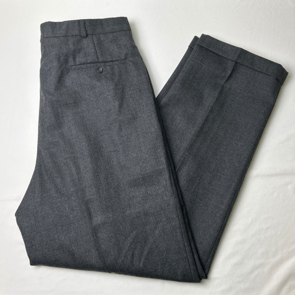 Slates Men Pleated Cuffed Original Fit Wool Dress Pants Size 38x34 Charcoal Gray